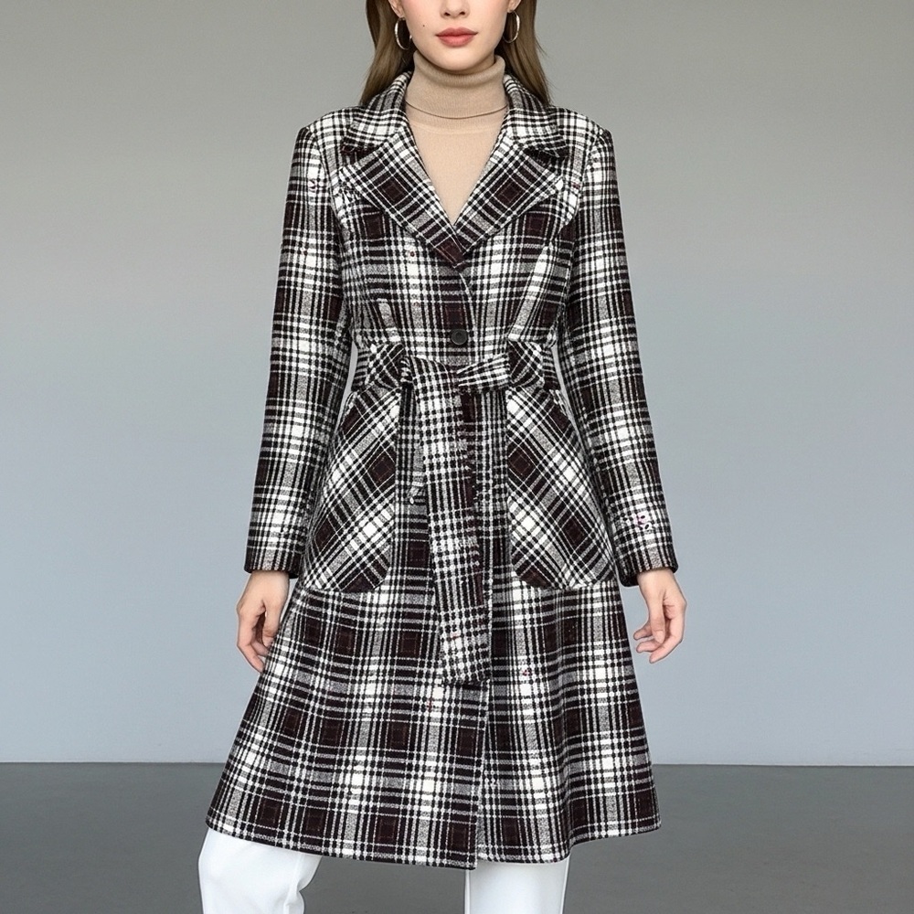 Vintage BCBG MAX AZRIA Tie Front Wool Blend Coat size S